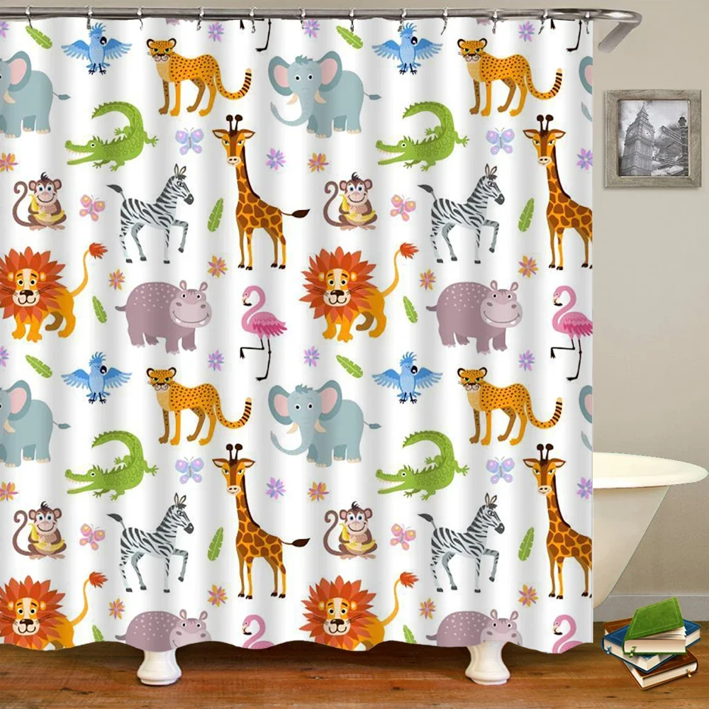 

Cartoons Animal Dinosaur Cat Dog Alpaca Shower Curtains 3d Bath Curtains Decorative With Hook Polyester Fabric 180*240cm Screen