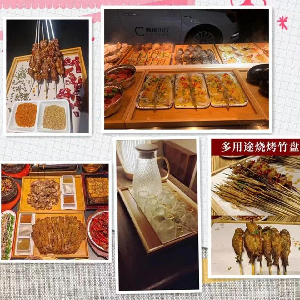 Bamboo Wooden Rectangular Serving Tray for Kitchen