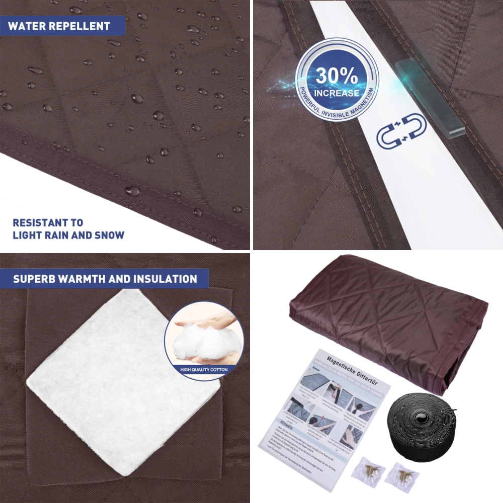 ستارة باب عازلة حراريًا مغناطيسية، مصنوعة من قماش...