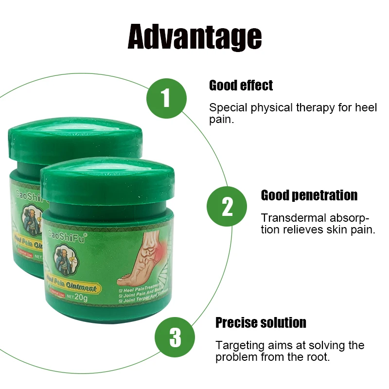 20g Chinese Herbal Medicine Heel Pain Ointment Relief Foot Joint Pain Discomfort Foot Numbness Soreness Foot Health Care pain relief cream