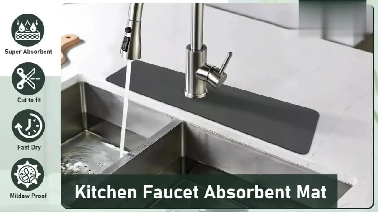 Paraspruzzi per lavello da cucina da 76,2 cm, paraspruzzi in silicone, tappetino in silicone di grandi dimensioni per cucina e bagno, maniglia del rubinetto, vassoio antigoccia (nero