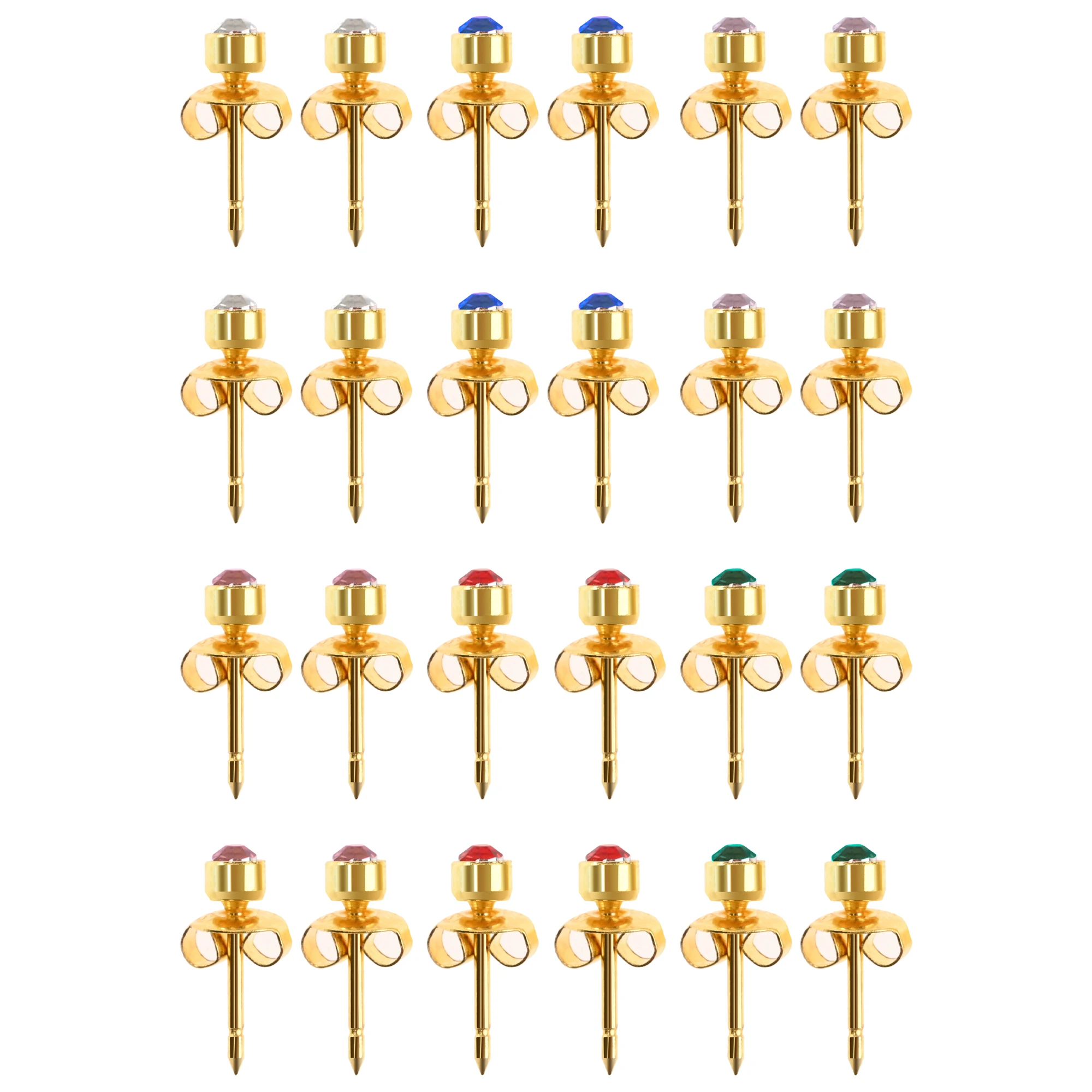 12 Pairs Earrings Crystal Piercing Tools Set Surgical Steel for Body Ear Earrings Piercing Gun Fashion Jewelry Accessories 5