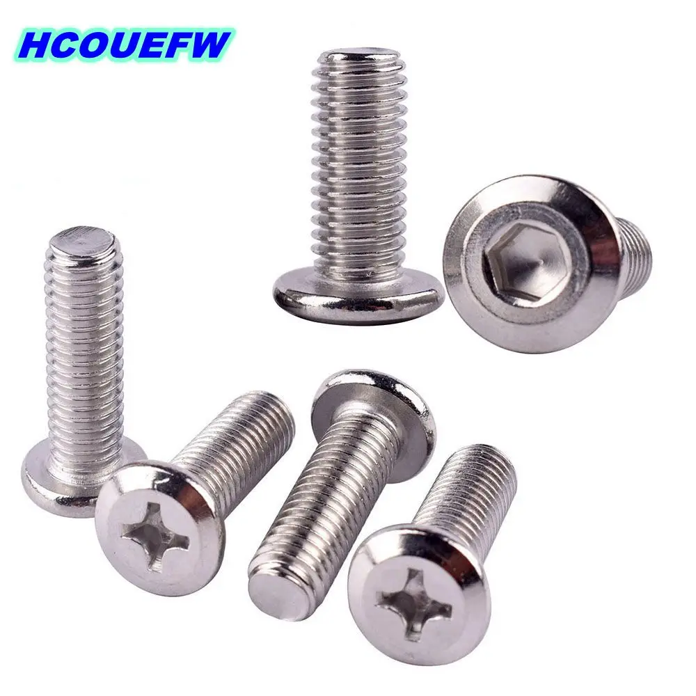 

HCOUEFW M3 M4 M5 M6 M8 304 Stainless Steel Large Flat Phillips or Hex Socket Allen Head Furniture Rivet Screw Connect Joint Bolt