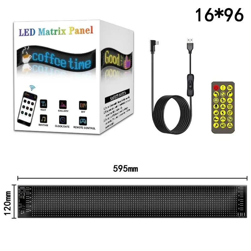 LED Matrix Pixel Panel Licht Bluetooth App 5V USB Steuerung Scrollen Werbung LED Auto Zeichen Animation Programmierbar für Auto Sho