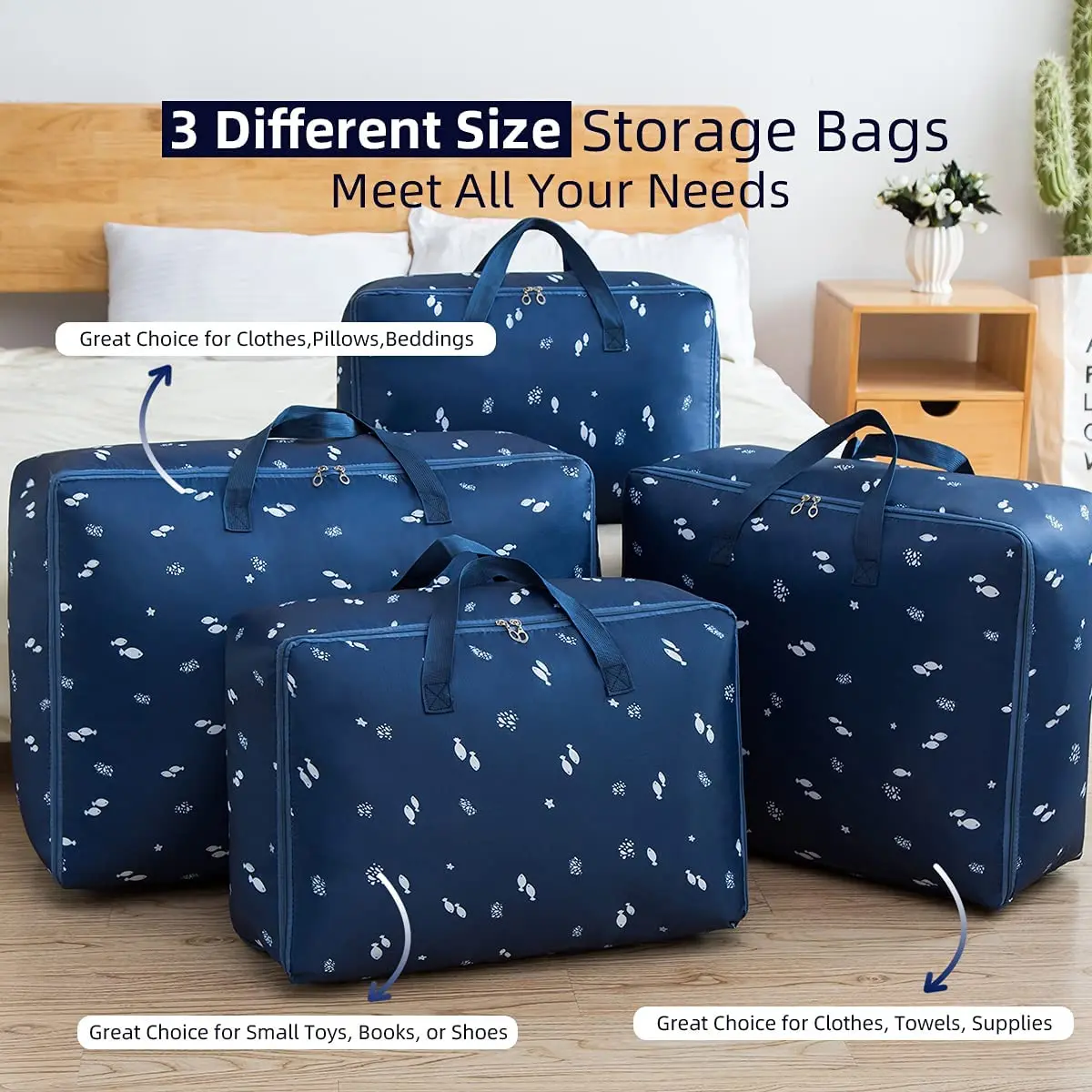 

Storage Bags,Heavy Duty Moving Space Saver Bags with 3 Different Sizes Packing Totes Organizer Bag for Clothes Camping Blanket