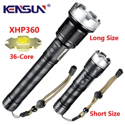 5000000 mins lifespan High Power XHP360-36 core Flashlight Super Bright Torch 26650 Rechargeable Zoom Lantern for Camping Hunt
