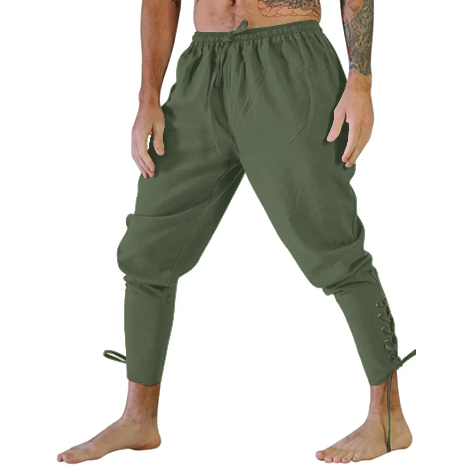 

Men Medieval Trousers Adult Men Leg Bandage Loose Pant Halloween for Man's Adult Pants Cosplay Costume Lace Up Leggings Pants