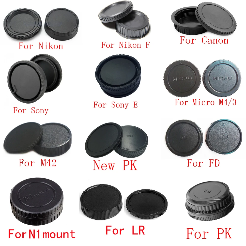 Tapa Cuerpo Cámara Y Cubierta Lente Trasera Para Leica R-Mount LR - Pack De 2 Juegos, Negro