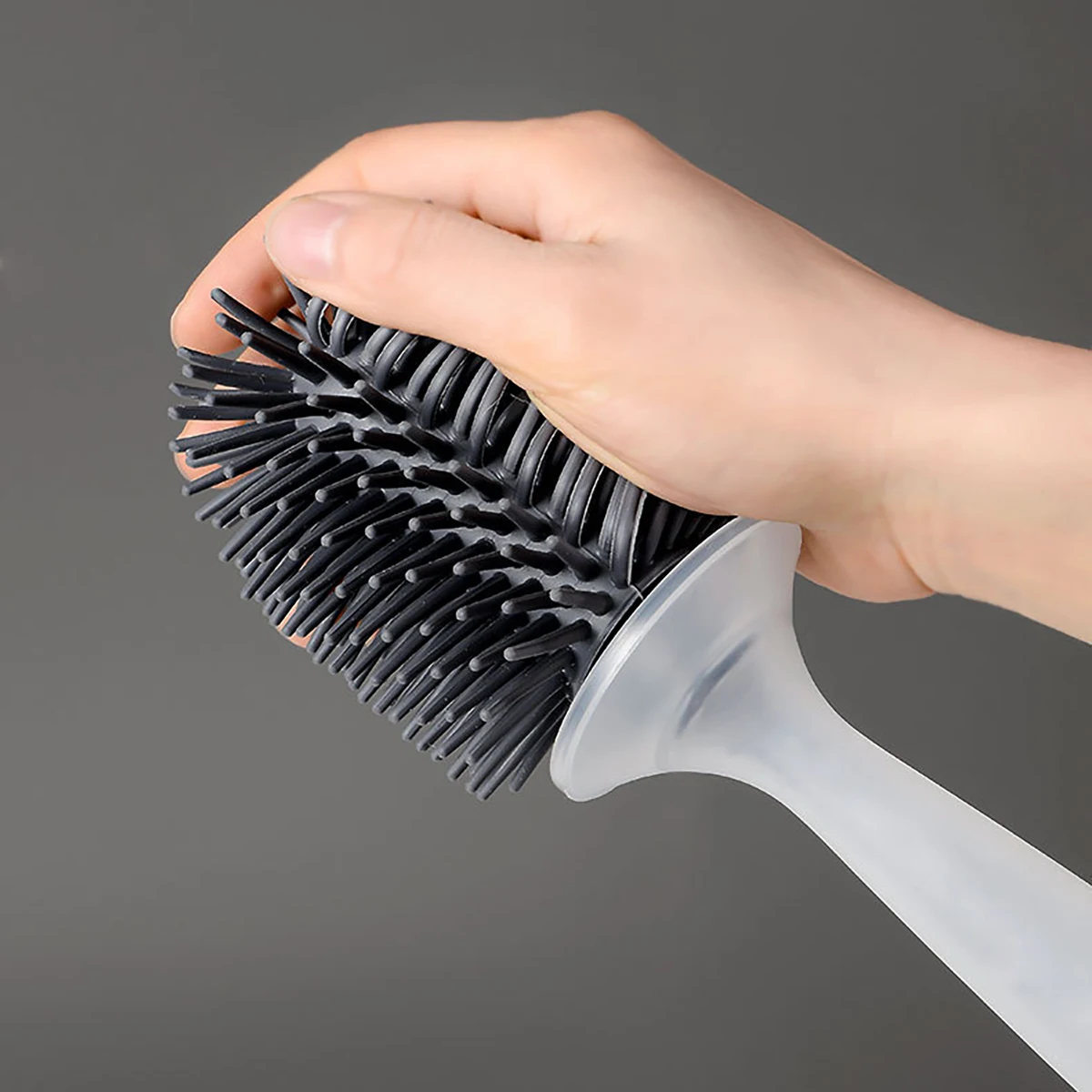 Water Spray Silicone Toilet Brush 40cm Long Handle Refillable TPR Brush Wall-Mounted Bathroom Cleaning Accessories