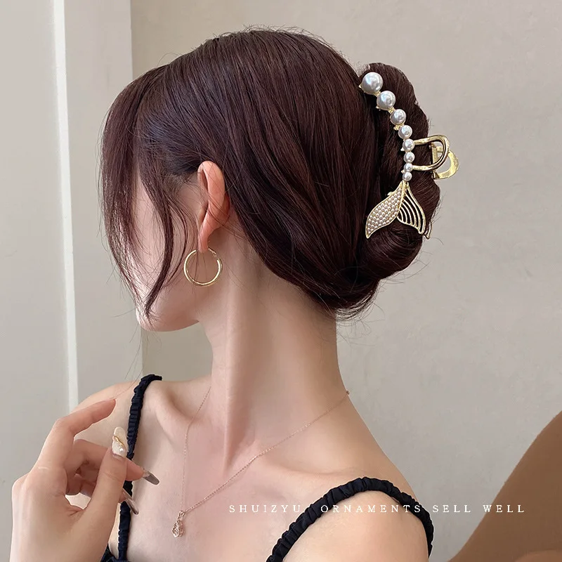 

Large Hair Clips for Thick Hair Fish Tail Hair Claw Clips Crystal Crabs Ponytail Bun Hair Clamps Hairpin Headdress