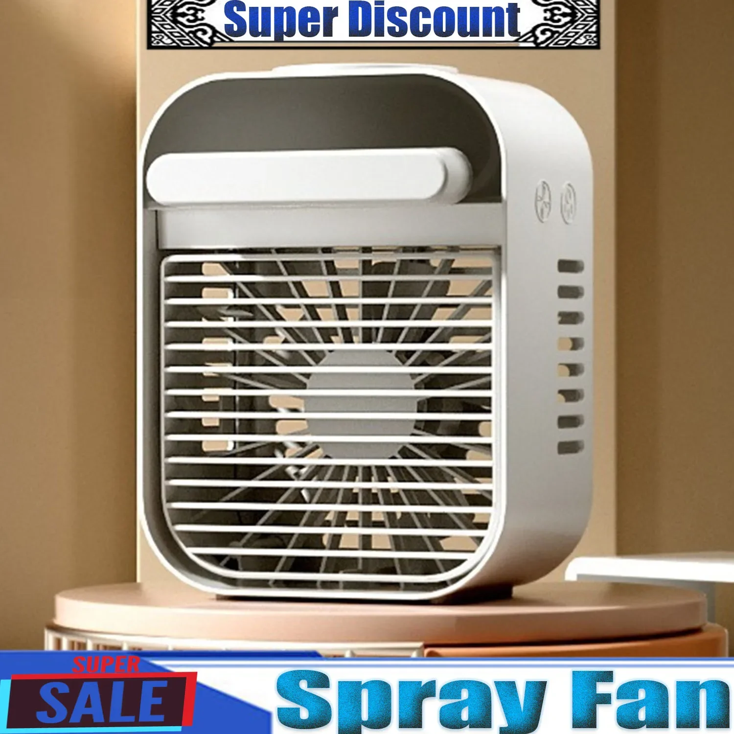 

Electric Fan,Portable USB Air Mini Conditioner,3 Speeds Humidifier Cooler Wind,Water Spray 200ML Capacity Tank for Room Office