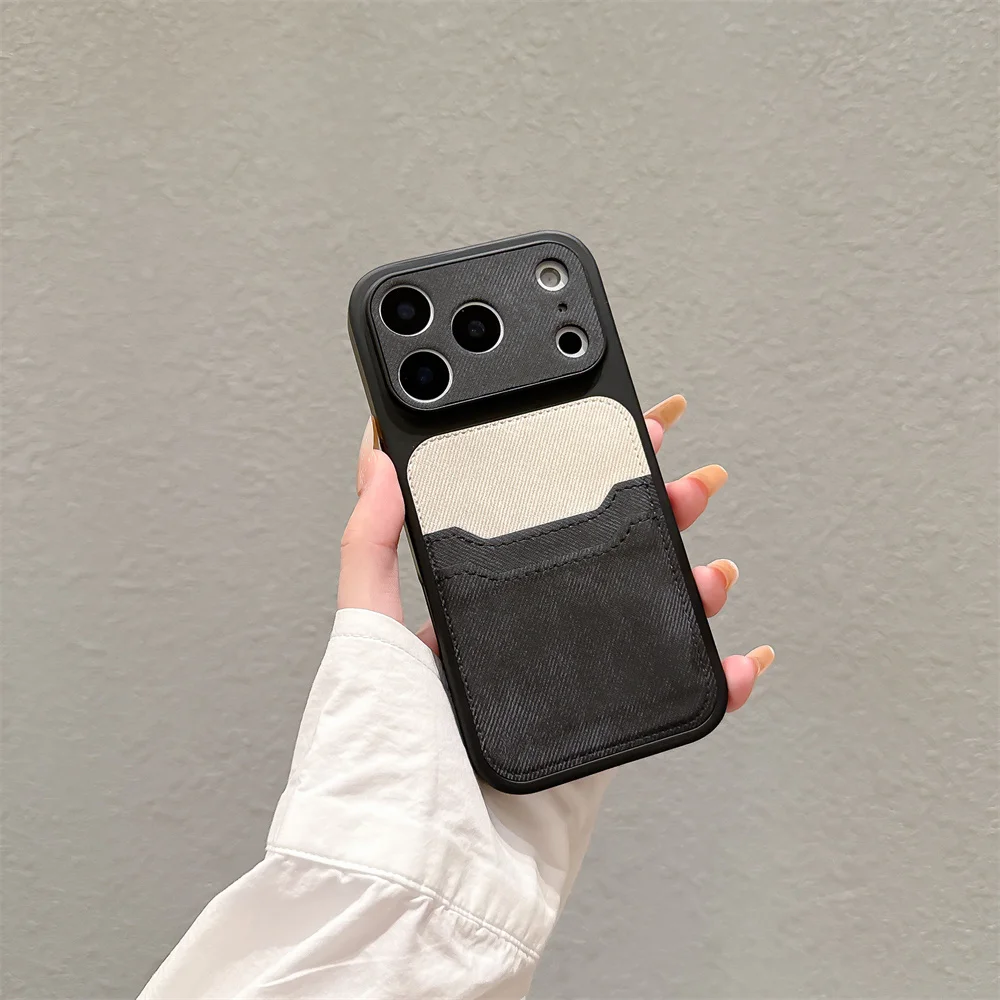 Elegant TPU Leather Card Holder Phone Case with Shockproof Back Cover and Lens Protection