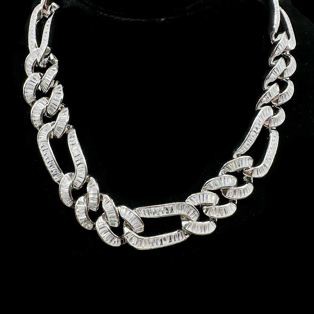 Aokaishen Figaro Cuban Link Chain for Men Baguette Necklace Real Copper Spring Clasp Hip Hop Jewelry 2023 Trend