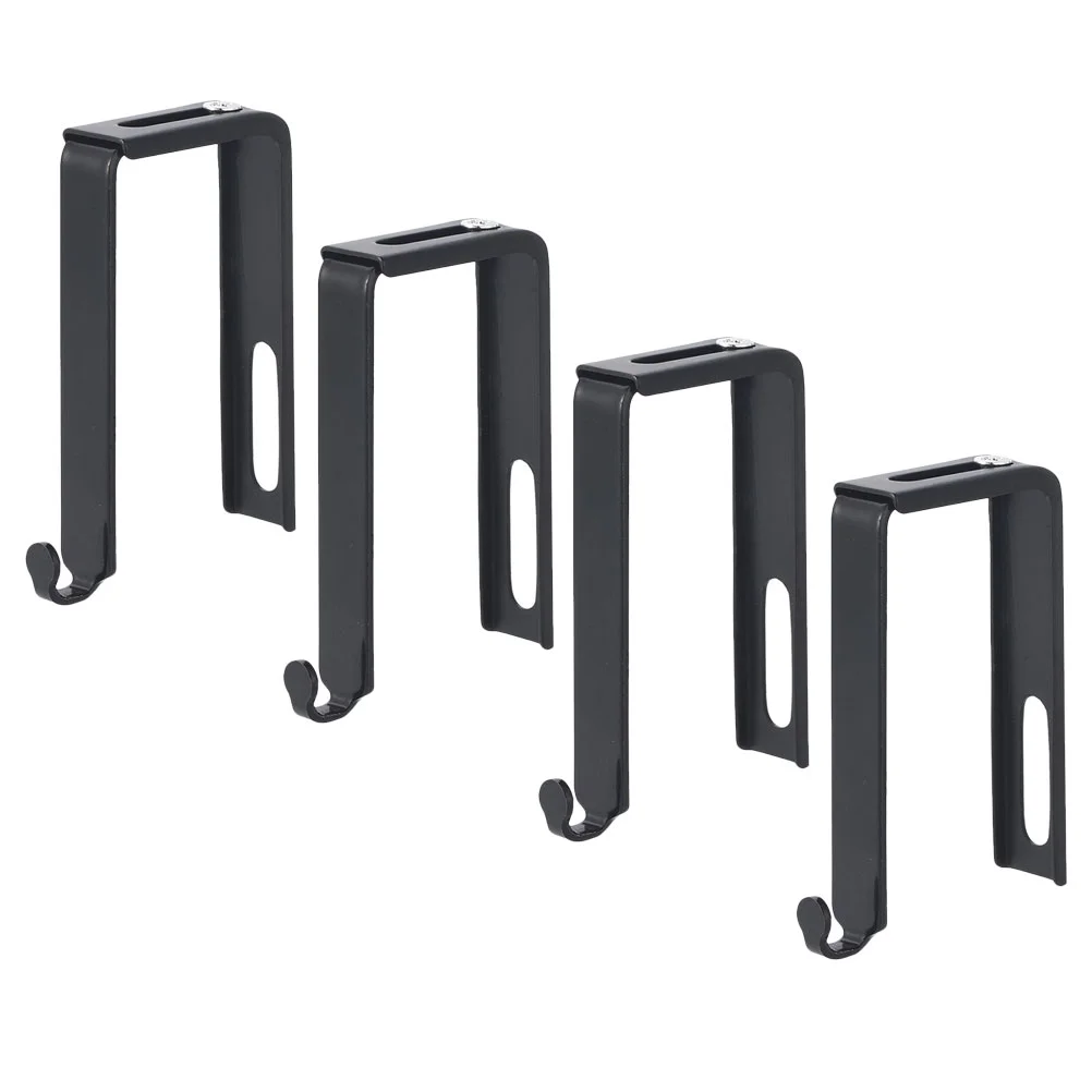 4Pcs Black Metal Hooks Adjustable Door Hooks Hanging Rack Wardrobe Storage Home Hat Hanger Cubicle Coats Partition Hanger