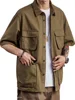 5/4 Sleeve Work Shirt American-Style Elastic Cargo Short-Sleeved Retro Outdoor Multi-Pocket Shirt Four Pocket Shirts Asia Size 2
