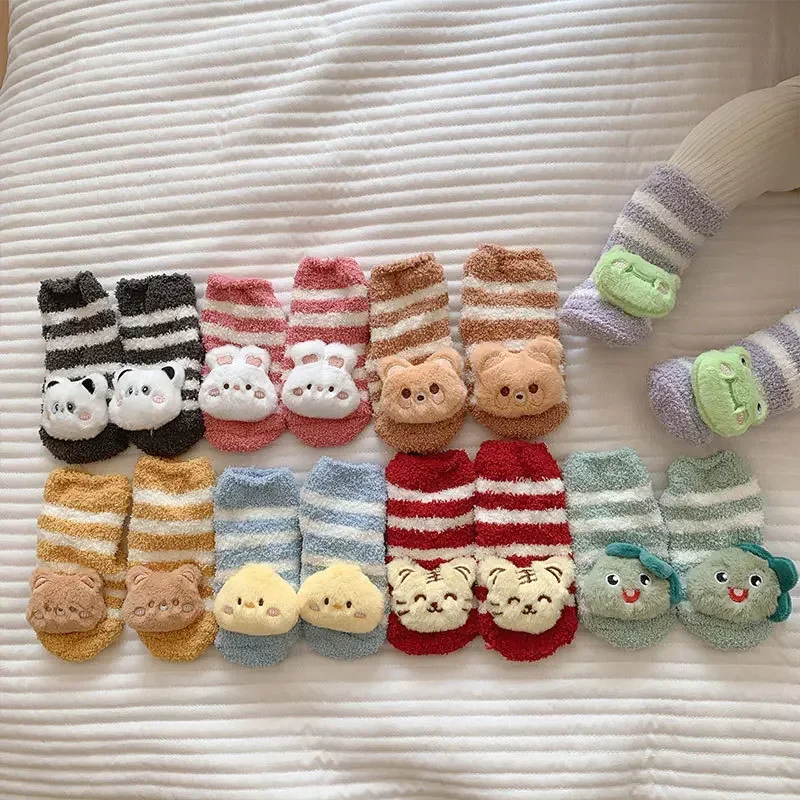 

1 Pair Warm Baby Sock Kawaii Cartoon Animal Doll Calf Sock for Toddler Boy Girl Autumn Winter Newborn Sleeping Sock Winter Stuff