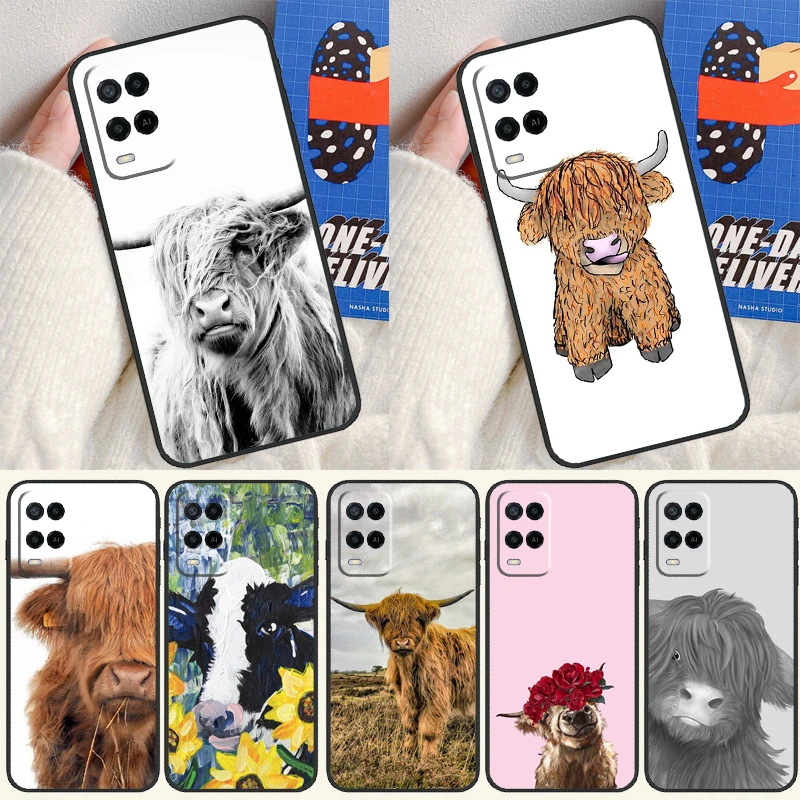 Cute Highland Cow Per Oppo A57 A77 A78 A17 A16 A76 A96 A15 A52 A72 A91 A93 A54 A74 A94 A5 A9 A31 A53S A54S Case