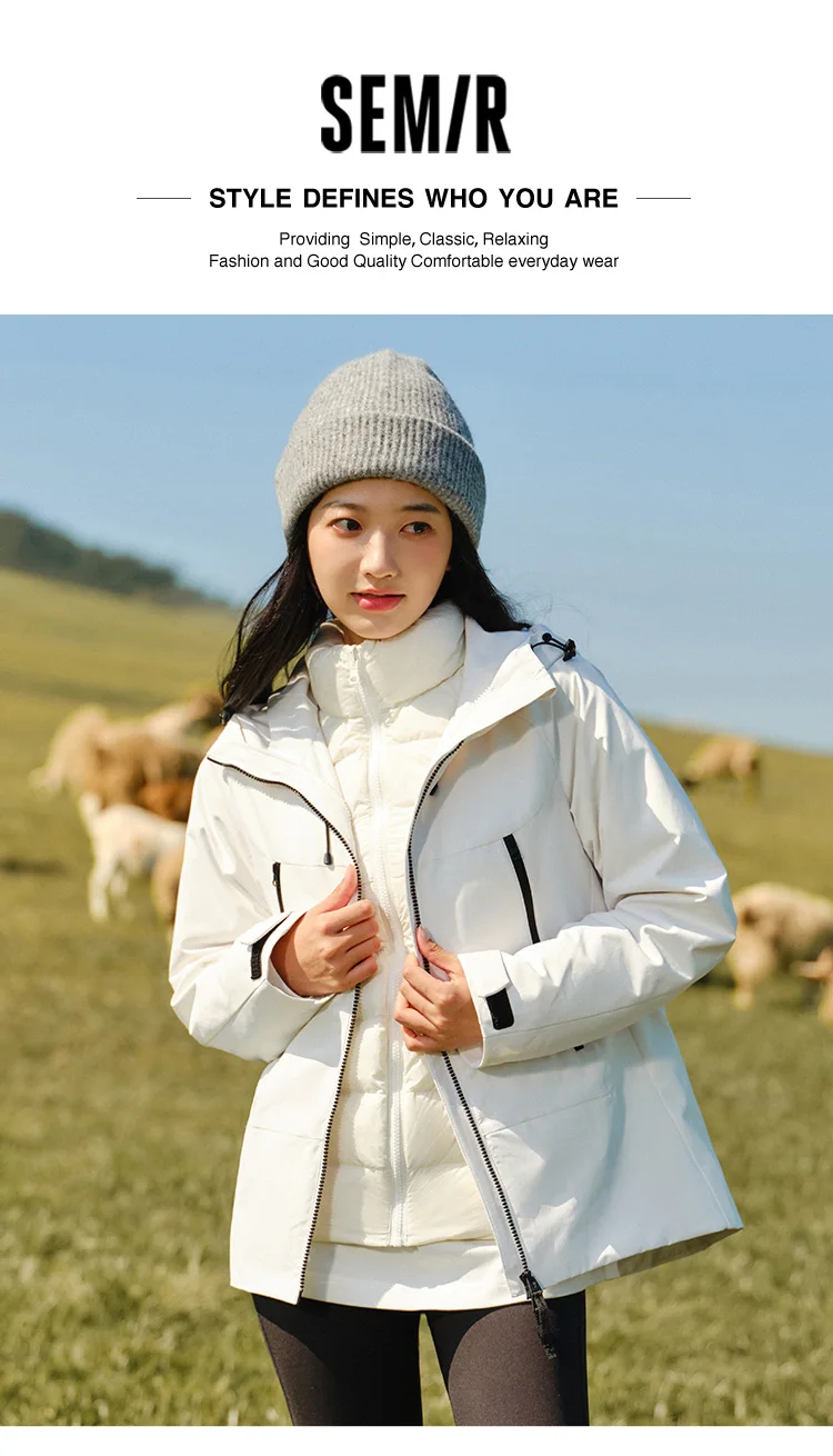 Down Jacket Women Three-Defense Rainproof Windproof Moisture Permeable Three-in-One New Winter Two-Piece Down Jacket