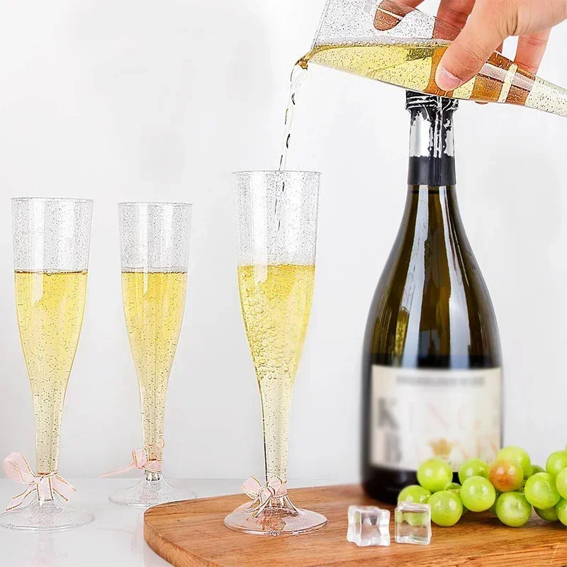 5Oz Clear Plastic Champagne Flutes Disposable Sparkling Bar Cups Toasting Wedding Party Wine Cup 25pcs plastic cups plastic champagne flutes