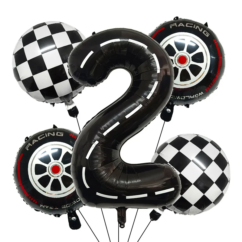 7/8/9-teiliges Rennfahrer-Geburtstagsballon-Set, Helm-Rad-Reifen-Rennballons Geburtstagsdekoration Kinder-Rennthemen-Partydekoration – Detail 37