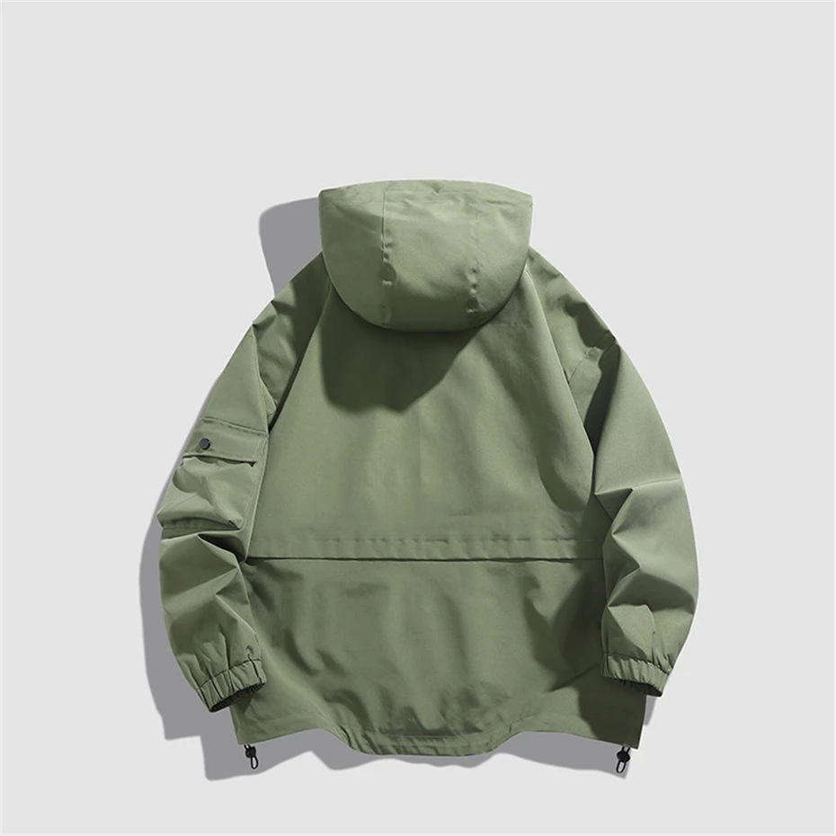 Black Windbreaker Jacket Men Waterproof Coat Spring Autumn Camping Jacket Fashion Casual Solid Color Windbreaker Male Outerwear