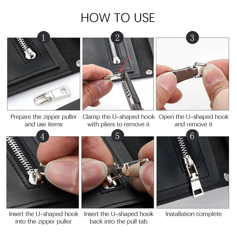 Description Picture 5 of item5Pcs Zipper Pull Replacement Metal Zipper Pull Repair Zipper Pull Tab for Luggage Suitcase Backpack Jacket Bags Coat Boots