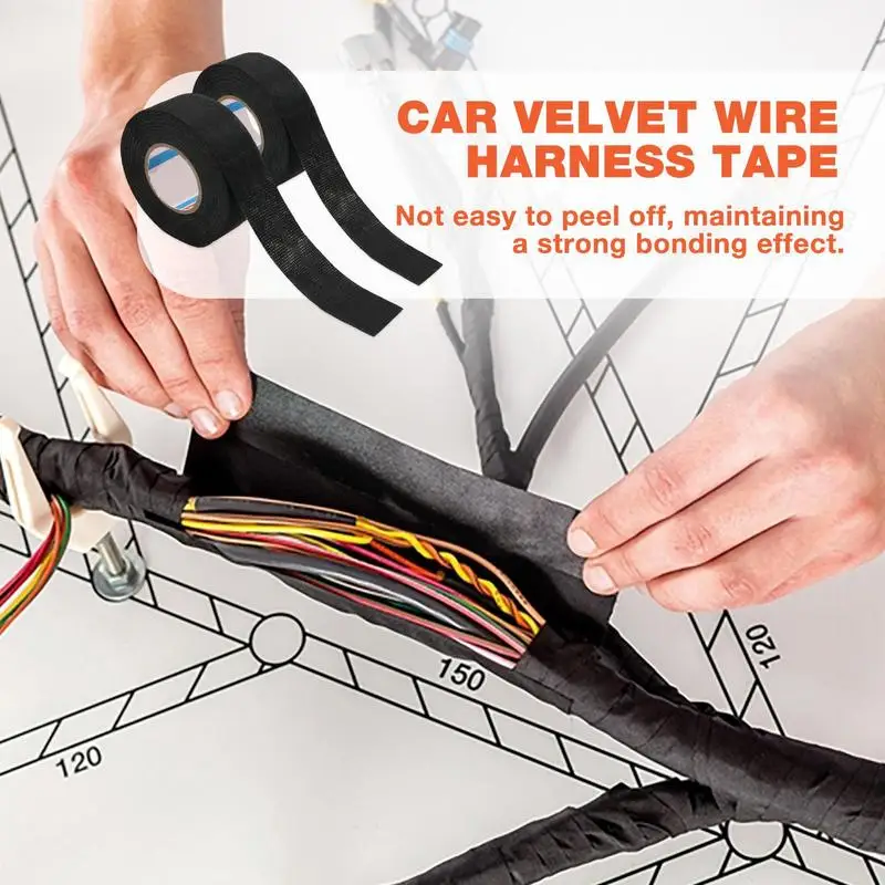 

Car Cable Management Adhesive Auto Cable Harness Wire Tape Self-Adhesive Wiring Harness Electrical Tape Fiber Cloth Tape 19/15mm