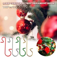 100Pcs Christmas Ornament Metal S-Shaped Hooks Holders Tree Ball Pendant Hanging Decoration for Home Navidad New Year