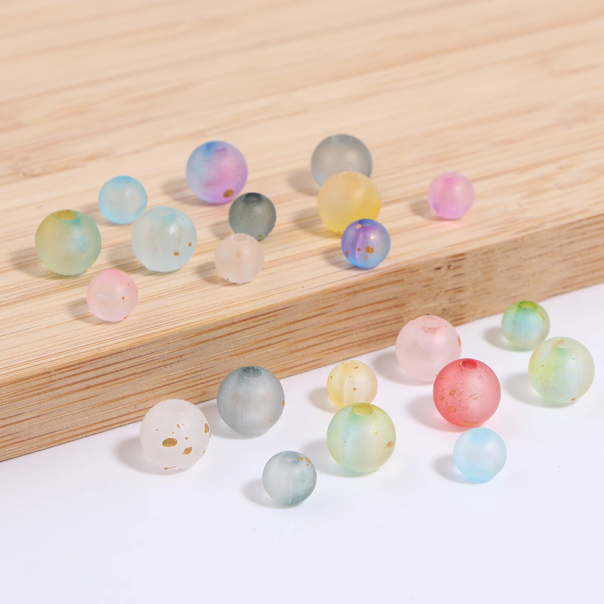 100-200Pcs 6/8mm 다채로운 아크릴 비즈 라운드 매트 스페이서 루즈 비즈 장식 만들기 DIY 수제 공예 액세서리