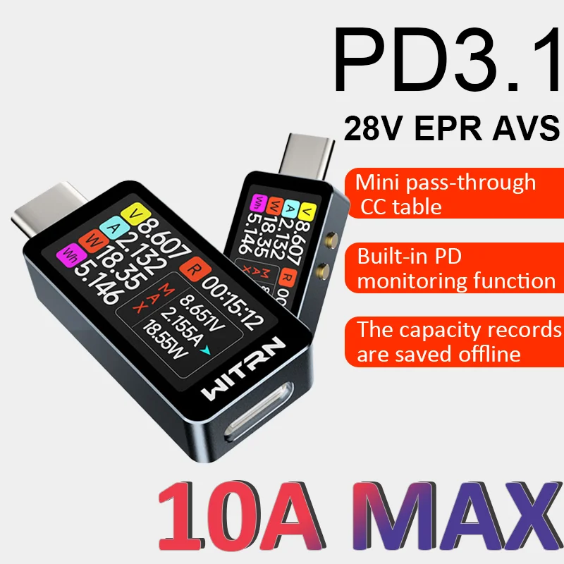 USB Type-C Power Meter Tester with Fast Charge and PD Monitoring
