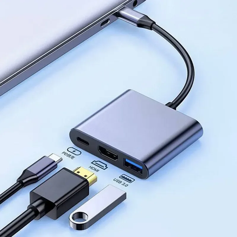 3 in 1 Multiport USB-C Hub HDMI-compatible Docking Station PD Fast Charge 4K HDMI Adapter Splitter For MacBook Phone Computer usb hub adapter,type c docking station,usb port adaptor,usb hub converter,cable converter,docking station,type c otg adapter