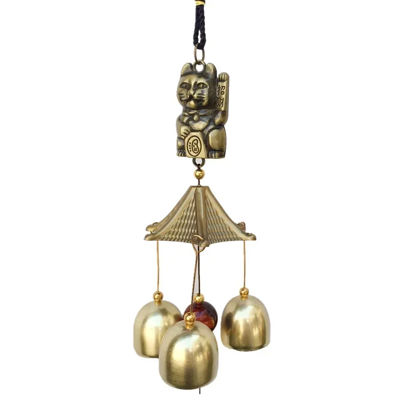 Metal Copper Door Alloy Wind Chimes Hanging Decorations Bell Feng Shui Pendant Town House Lucky Cat Cat Money Shop Doorbell