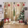 2Pcs Christmas Curtains Rustic Snow Christmas Tree Gifts For Christmas Party Decoration Suitable For Bedroom Living Room Dining 1