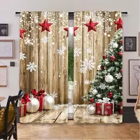 2Pcs Christmas Curtains Rustic Snow Christmas Tree Gifts For Christmas Party Decoration Suitable For Bedroom Living Room Dining 1