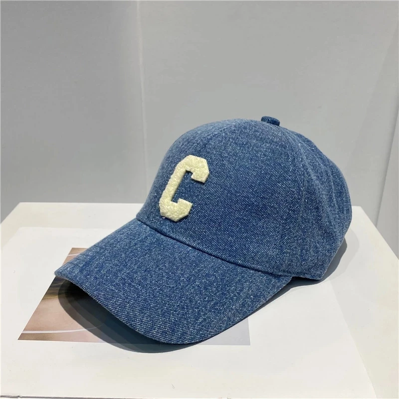 

New Arrival Brand Denim Baseball Caps Letter C Women Men Caps Adjustable Visor Cap for Four Season