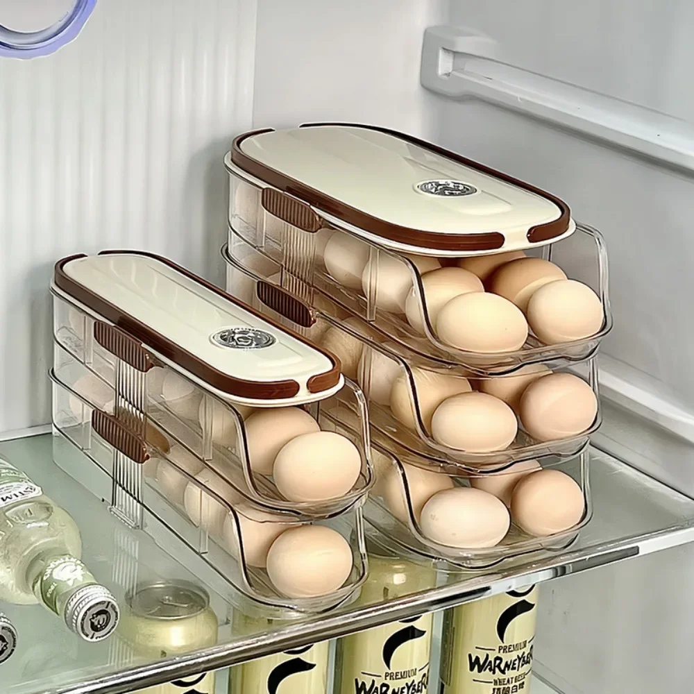 Egg Storage Box Multi-layer Automatic Egg Rolling Tray Rack for Storage of Refrigerator Special Food Grade Fresh Egg Storage Box 4