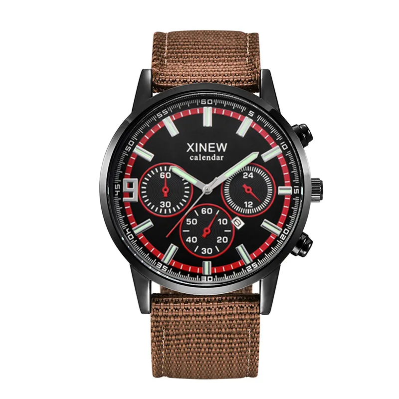Original XINEW Brand Cheap Watches For Men Students Fashion Nylon Band Military Sports Date Quartz Watch Relogio Masculino 2024