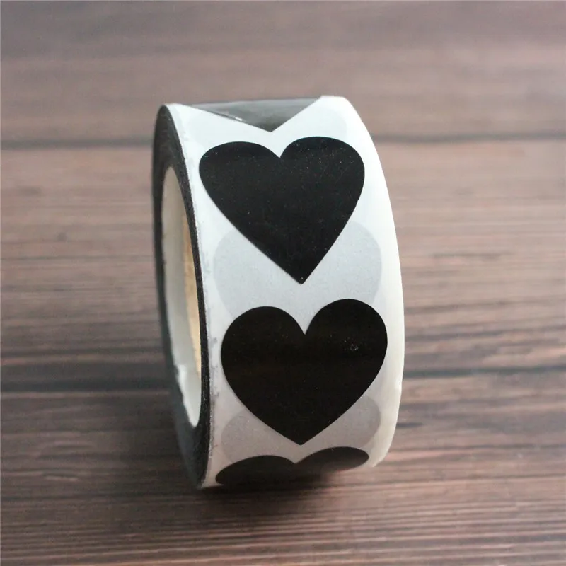 500 Pcs Heart Stickers Black And Pink Seal Labels Christmas Gift Package Decoration Sticker Envelop Seals Decorative Stickers Diy Scrapbooking Accessories