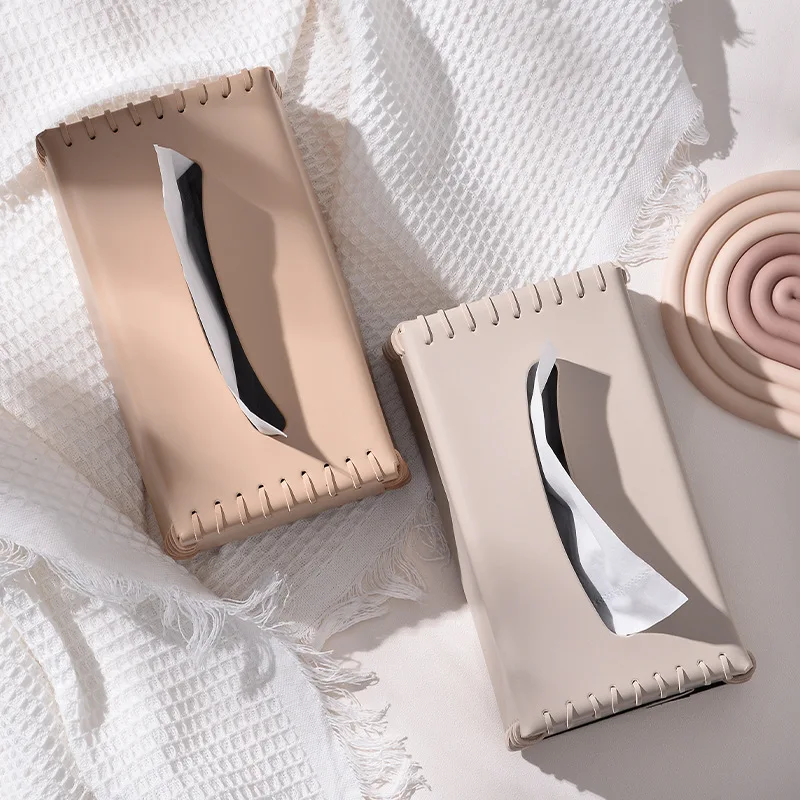 Zhuge Funda Para Caja De Pañuelos, Moderna Y Decorativa, De Piel Sintetica Organizador De Papel Facial Dispensador Para Bano Mesitas De Noche Escritorio Y Coche Color Negro S