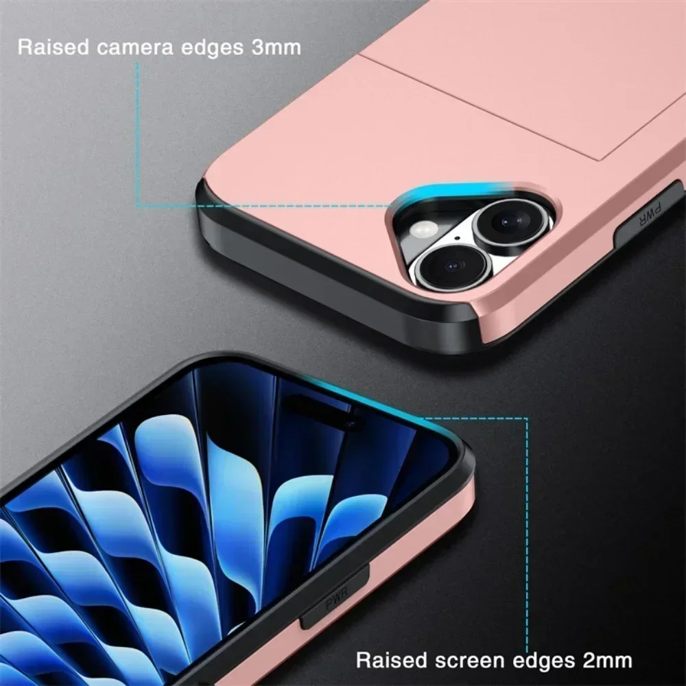 Sleek Wallet Phone Case with Credit Card Holder and Sliding Pocket - Protective Cover