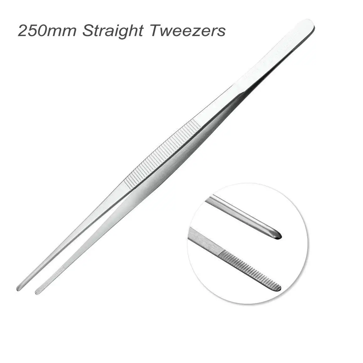 2Pcs Stainless Steel Kitchen Tweezers Set,Precision Serrated Tips Chef's Tongs for Cooking Food Design,Garnish,Cake Decorating
