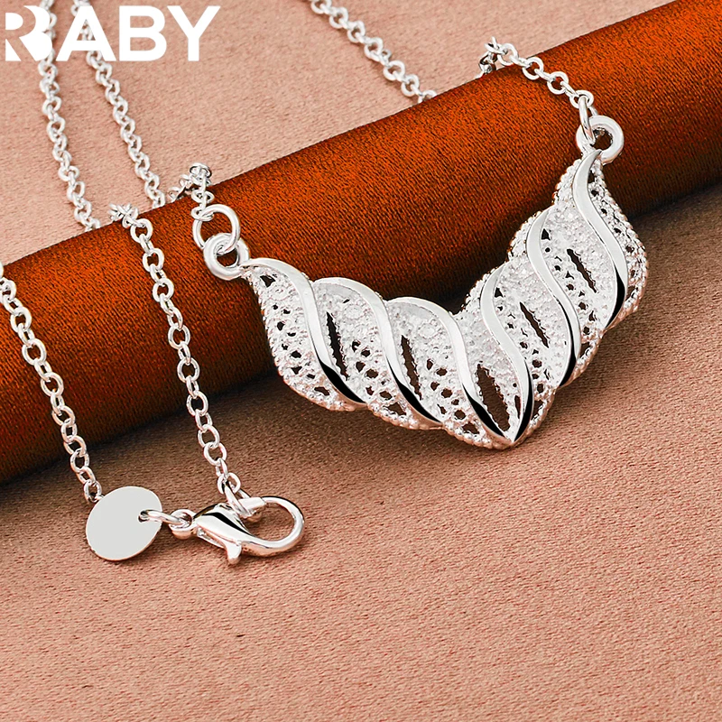 

URBABY 925 Sterling Silver Pendant Necklace 20 Inches Chain For Women Wedding Engagement Party Jewelry Gifts