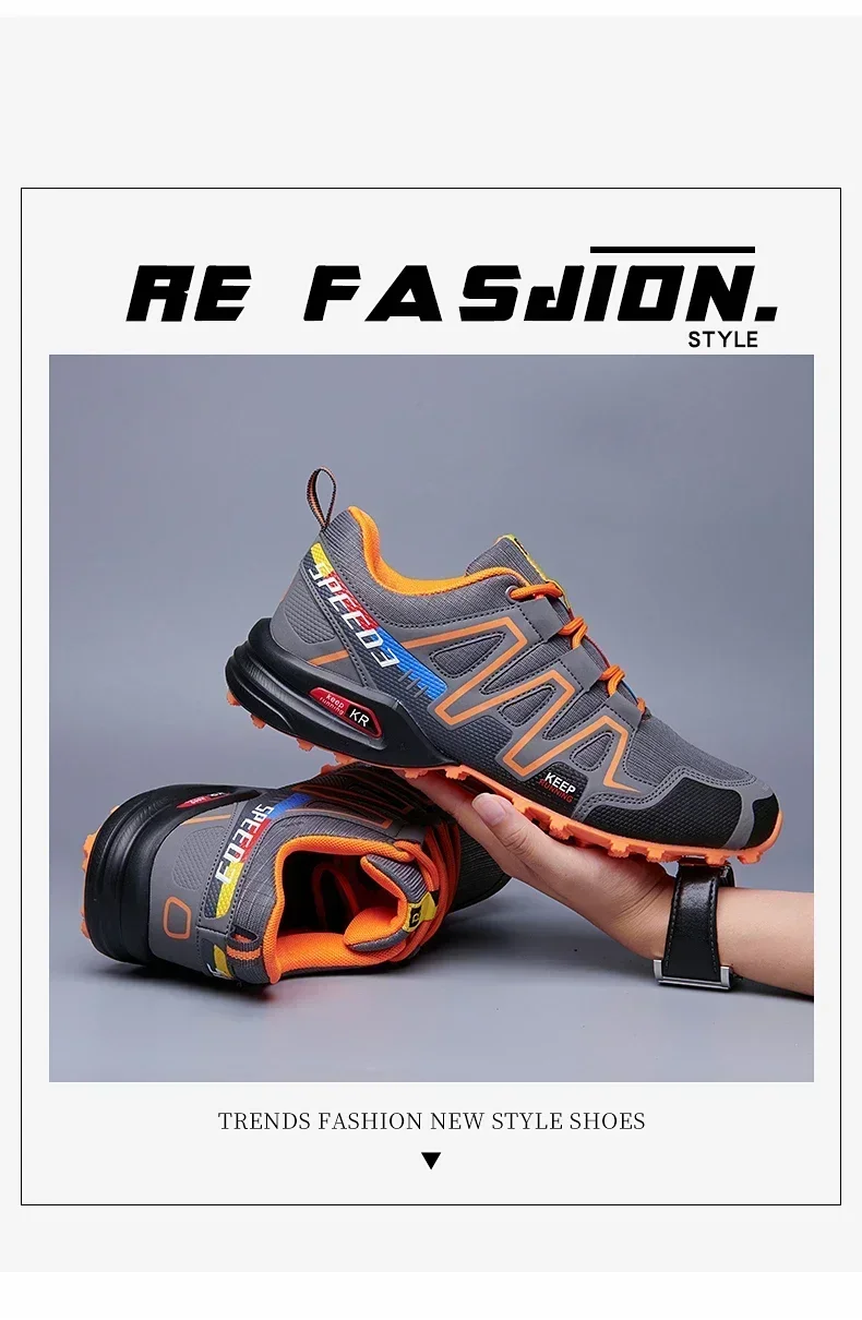 Description Picture 3 of item2024 Fashion Men Outdoor Cycling Shoes Mesh Fabric Lightweight Off-road Running Shoes Wear-resistant Anti Slip Climbing Shoes