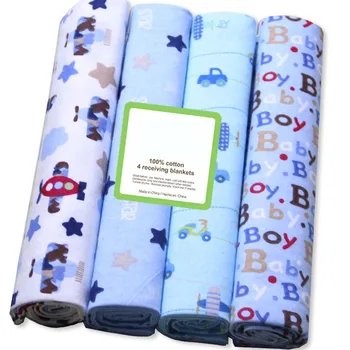 4 pz/pacco 102*76CM 100% cotone flanella Super morbida che riceve coperta per neonati fascia per neonati lenzuolo per bambini pannolino di flanella