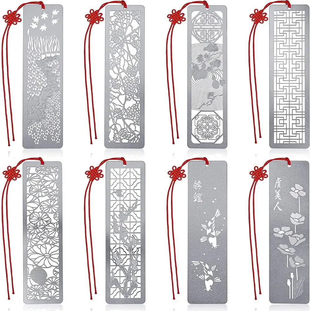 Colorful Chinese Style Hollow Kids Students Gift Stainless Steel Bookmarks Metal Bookmarks Red Knot metal bookmark bookmarks stationery supplies