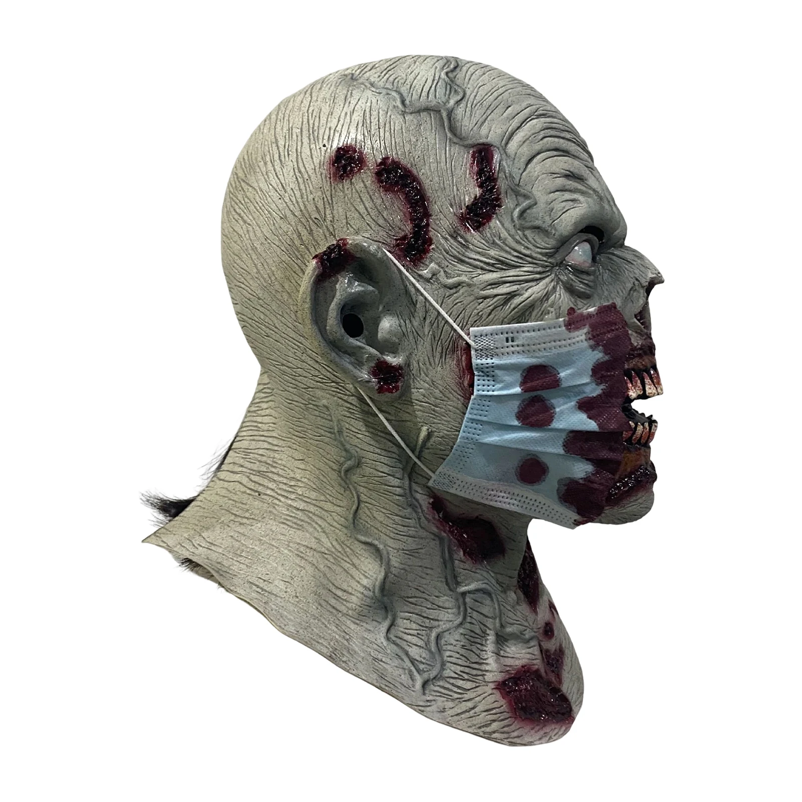 Sdoveb Halloween Scary Face Mask - Bloody Zombie Glowing Eyes Headgear with  Hair for Halloween Realistic Mask (B) : Toys & Games 