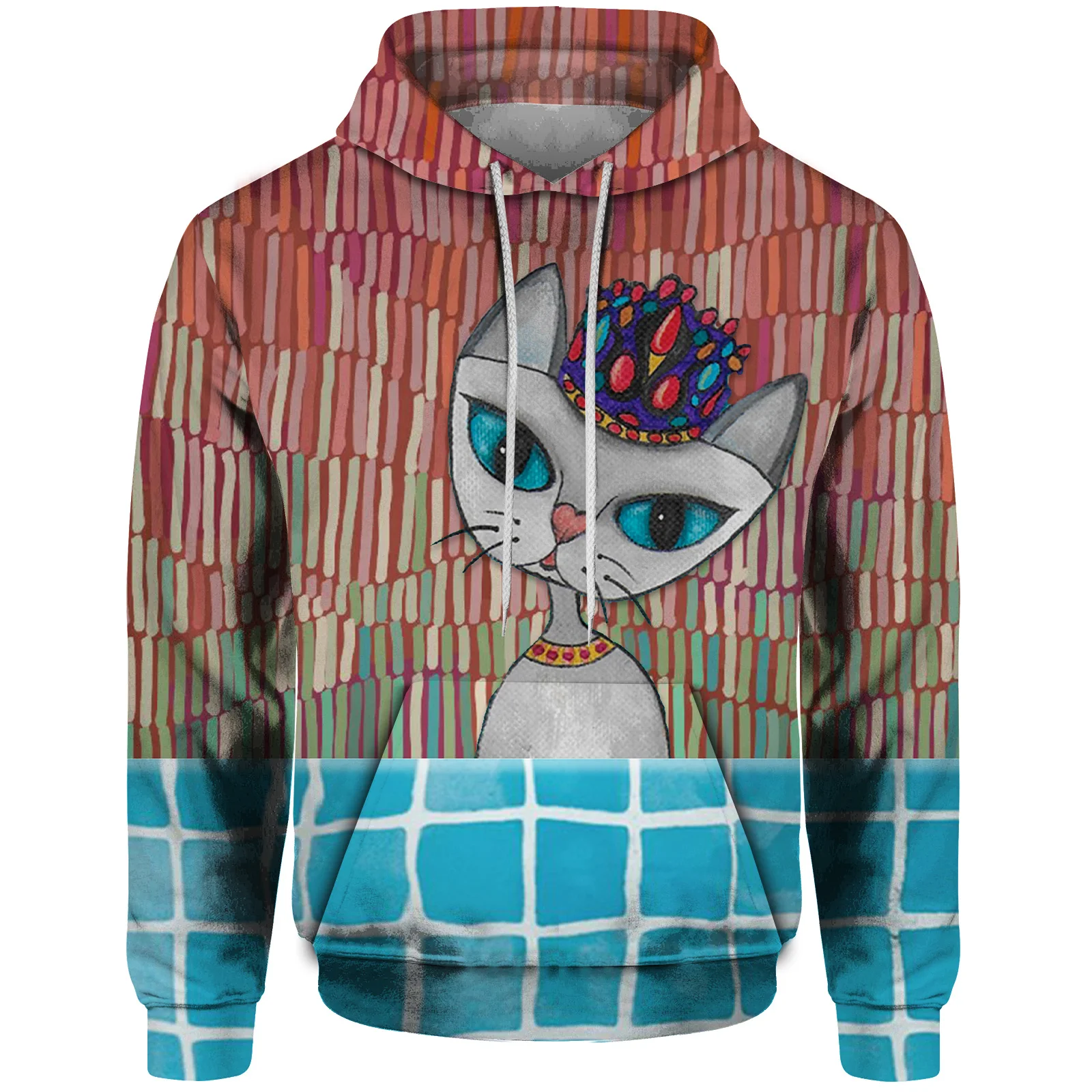 thumbnail image 1 of Sudadera con capucha de otoño para hombre, holgada, informal, con estampado gráfico de DJ Cat y conejo mecánico, sudadera con capucha, ropa urbana Harajuku, 1 of 5