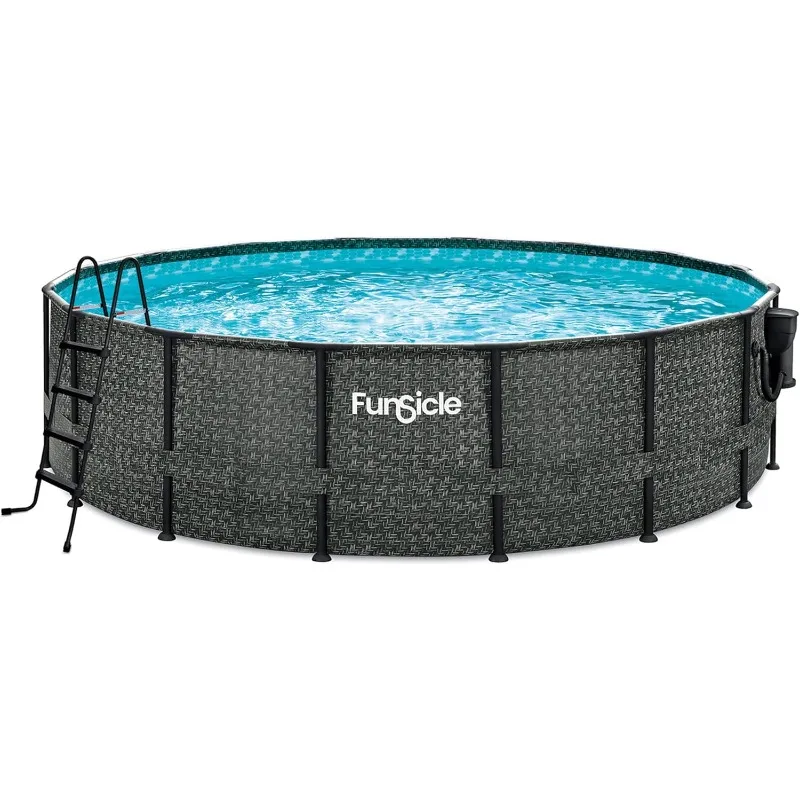 

Funsicle 16 'x 48 дюймов оазис дизайнерская круглая рама над землей открытый бассейн с насосом скольжения плюс, лестница