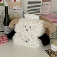 Cute Plush Dog Tissue Box Creative Drawing Paper Box Dormitory Women's Home Living Room Decor Desktop Tissue Box 1