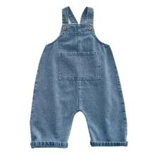 Salopette en Denim pour bébé de 1 à 6 ans, salopette ample à bretelles pour enfants, salopette de printemps et d'été bleu pour garçons et filles